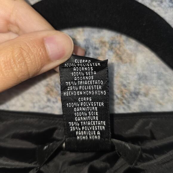 Jones New York Dress Women 16 Black Midi Chiffon Flutter Sleeve Evening Gown 90s - Picture 4 of 10